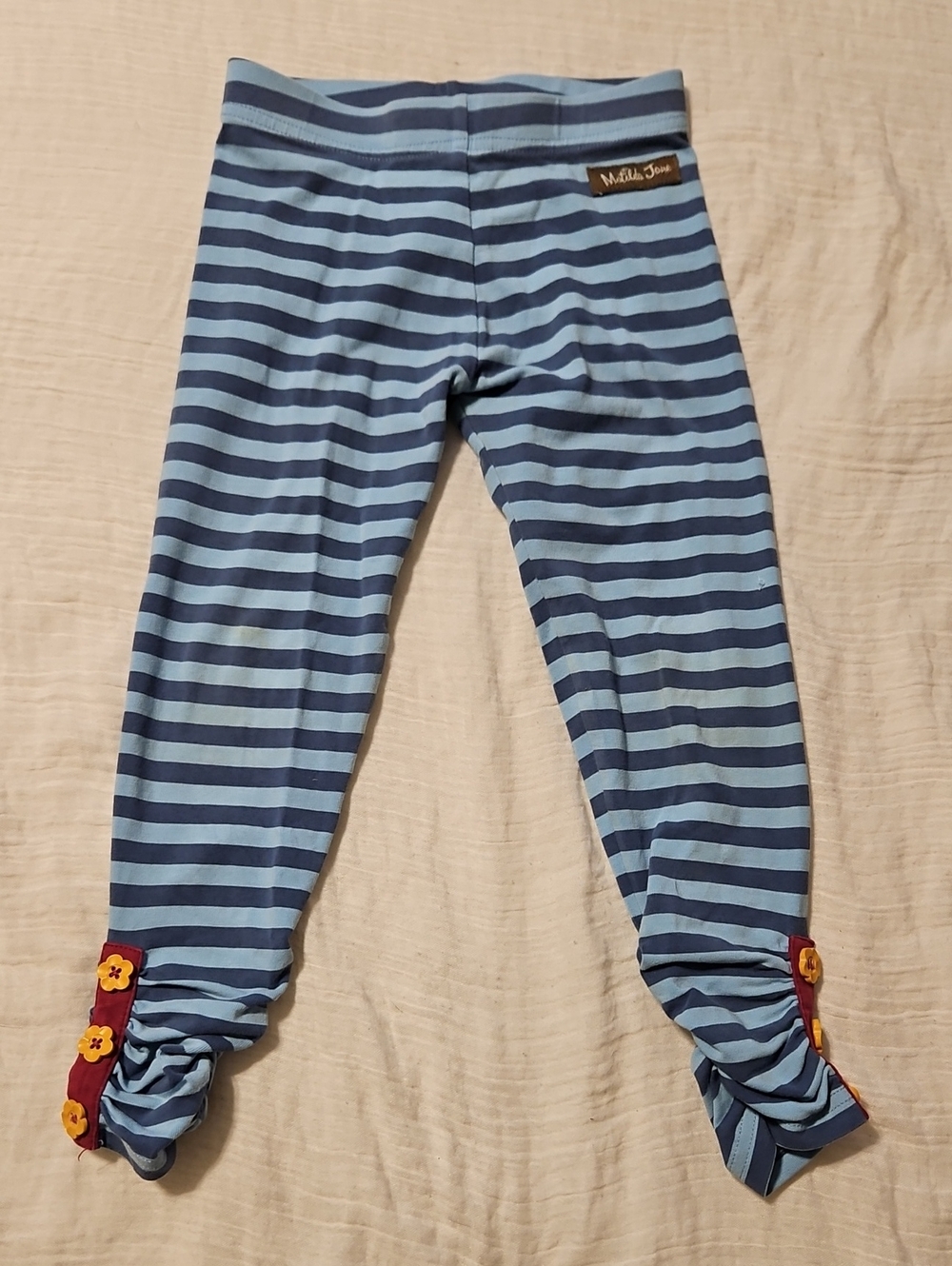 Matilda Jane Navy and Light Blue Striped Leggings Size 4